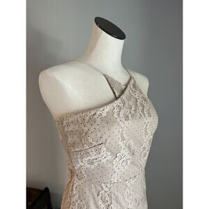 NSR Womens Size Small Evie Cross Bodice Lace Dress In Sand Beige Cream Tan Nwot